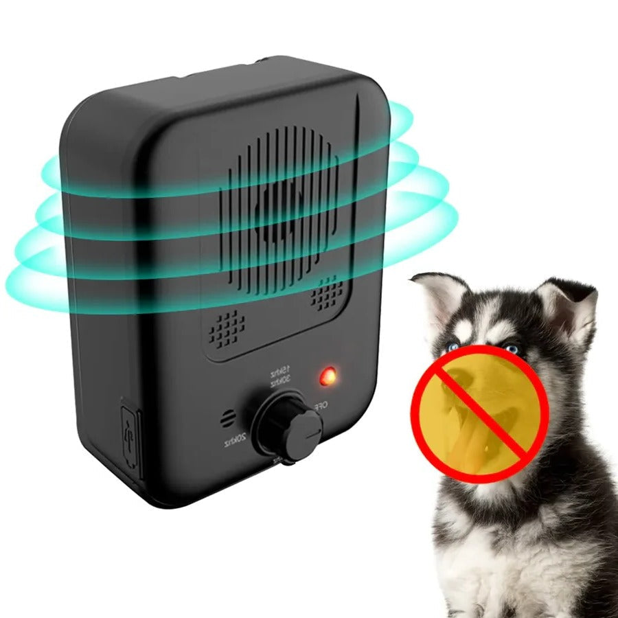 Portable ultrasonic device for deterring dog barking