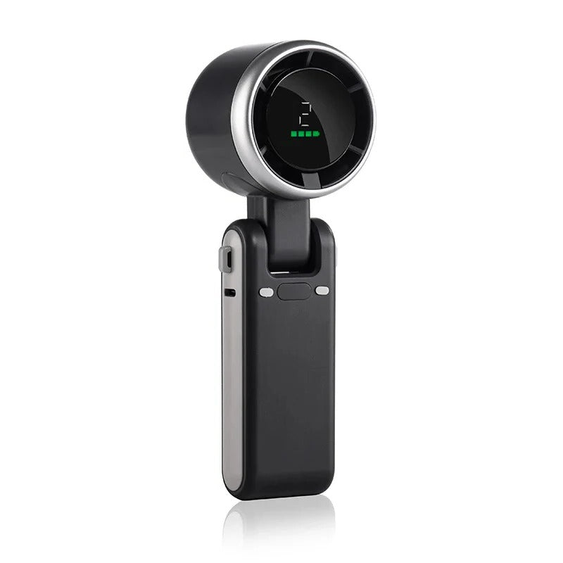 Foldable handheld fan with digital display