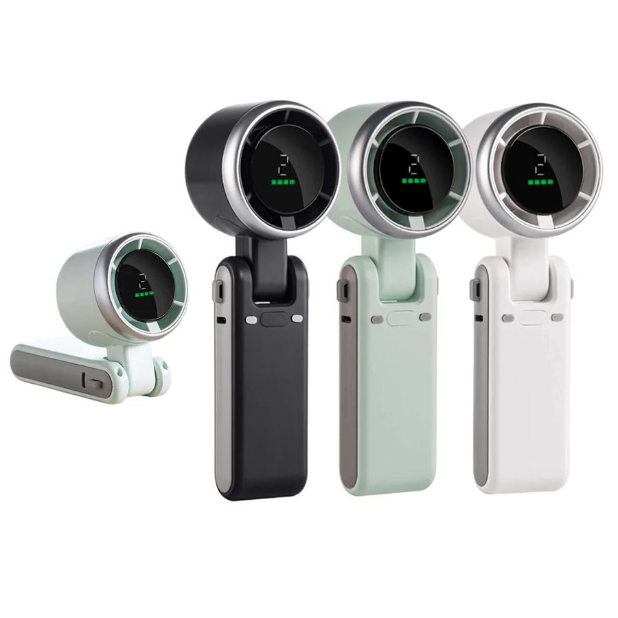 Foldable handheld fan with digital display