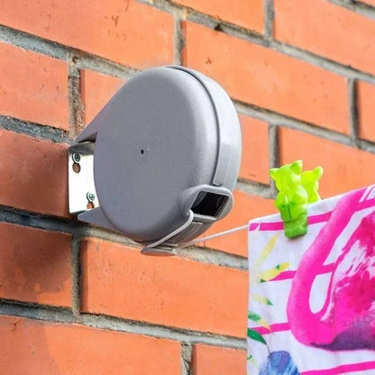 Retractable Wall-Mounted Clothesline with 472-Inch Line and Automatic Retraction