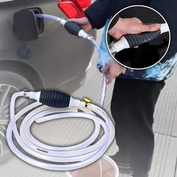 Skanto | Manual Transfer Pump, Hand-Powered Fluid Pump with Flexible Hose for Fuel, Oil, and Water