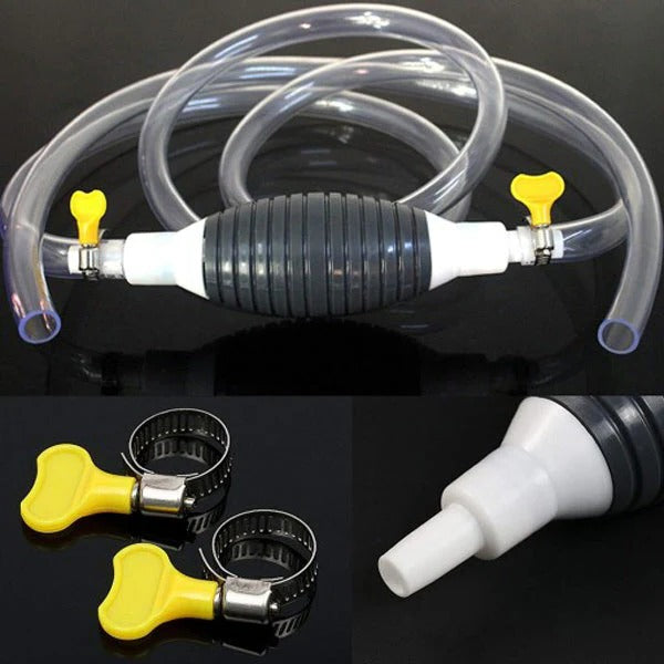 Skanto | Manual Transfer Pump, Hand-Powered Fluid Pump with Flexible Hose for Fuel, Oil, and Water