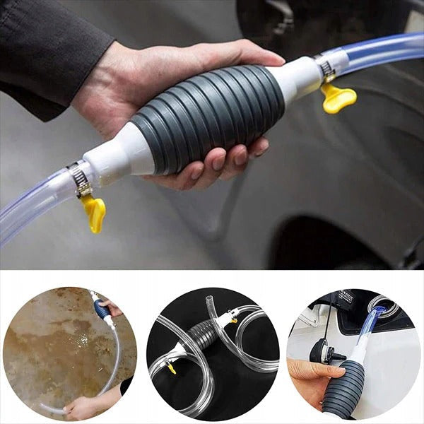 Skanto | Manual Transfer Pump, Hand-Powered Fluid Pump with Flexible Hose for Fuel, Oil, and Water
