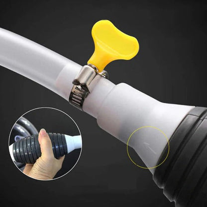 Skanto | Manual Transfer Pump, Hand-Powered Fluid Pump with Flexible Hose for Fuel, Oil, and Water