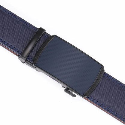 Men's leather belt with automatic buckle