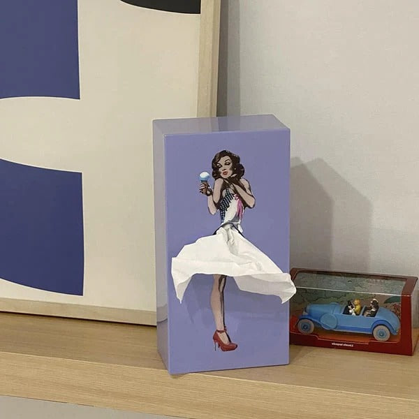 BowLift | Modern Decorative Tissue Box with Flying Skirt Style Cover