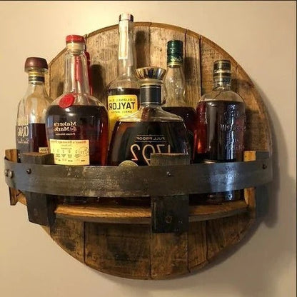 BowLift | Rustic Whiskey Barrel Shelf – Bourbon Bottle Wall Display Rack