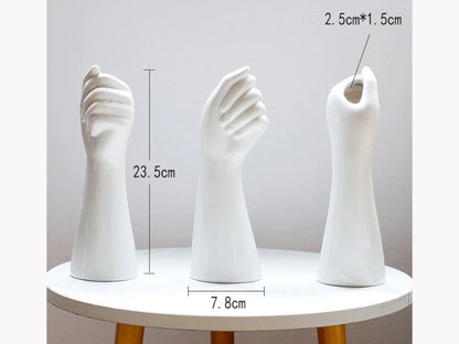 Skanto ceramic white hand vase - Porcelain table vase for home office decor & floral arrangement