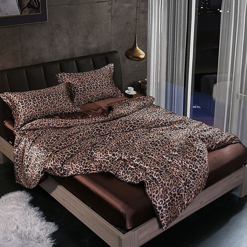 Set (4-piece) Silk/Satin Bedding Duvet Cover-2x Pillowcase-Sheet
