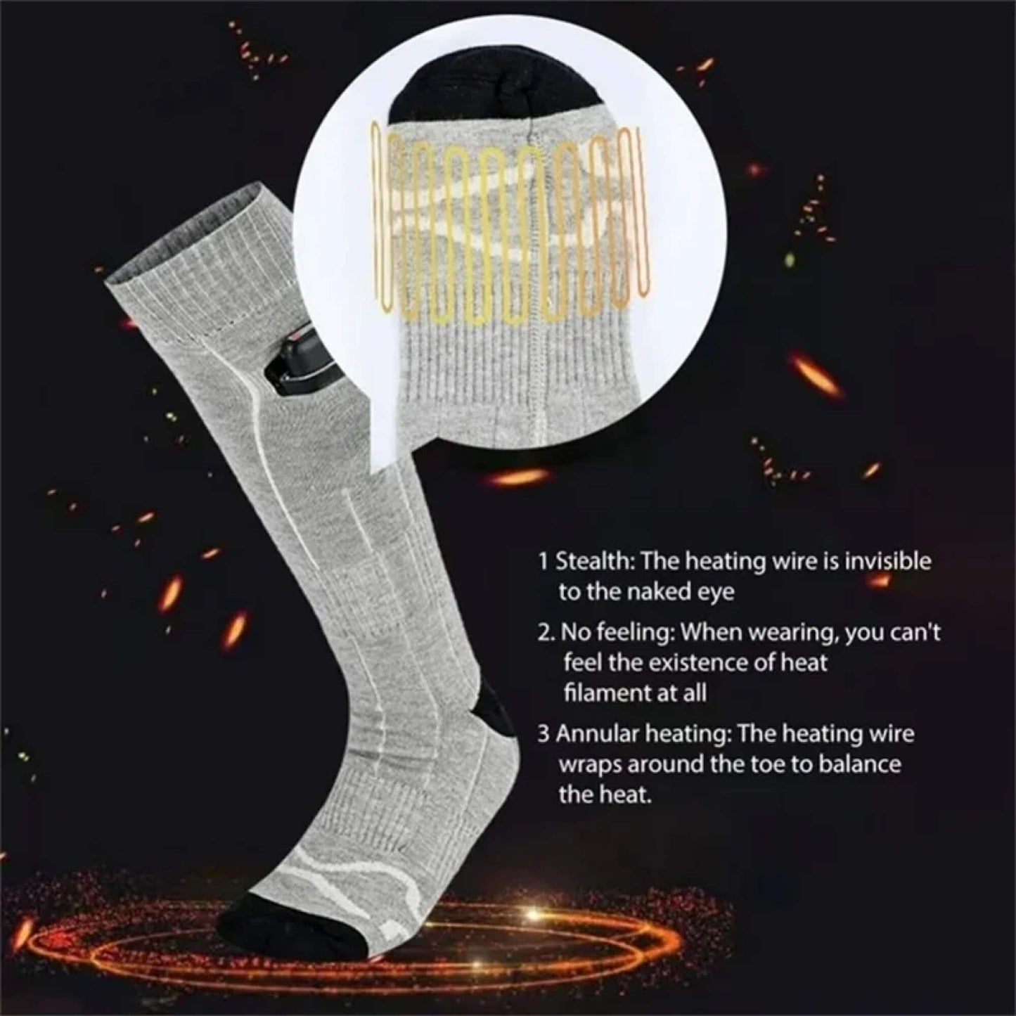 Skanto | Heated Electric Rechargeable Battery Warm Socks for Men and Women for Skiing