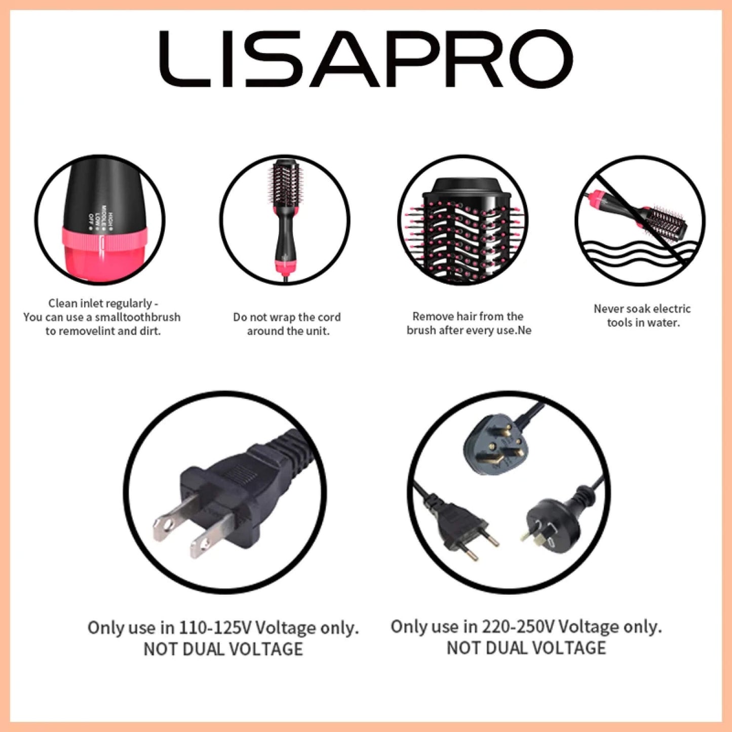 Skanto | Hair Dryer Blue Styler Hot Brush Comb for Short and Long Hair