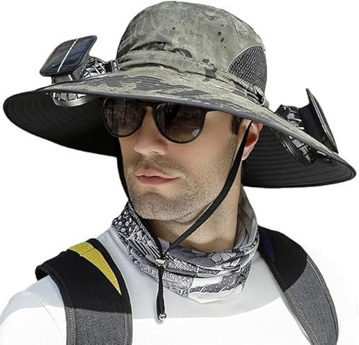 BowLift | Lightweight Breathable Cooling Sun Hat for Men with Dual Fan & Solar Power