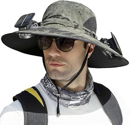 BowLift | Lightweight Breathable Cooling Sun Hat for Men with Dual Fan & Solar Power