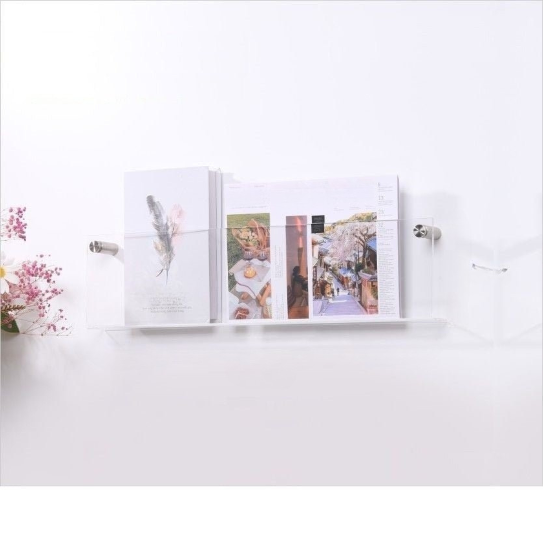 BowLift | Wall Shelf Clear Acrylic Magazine Holder