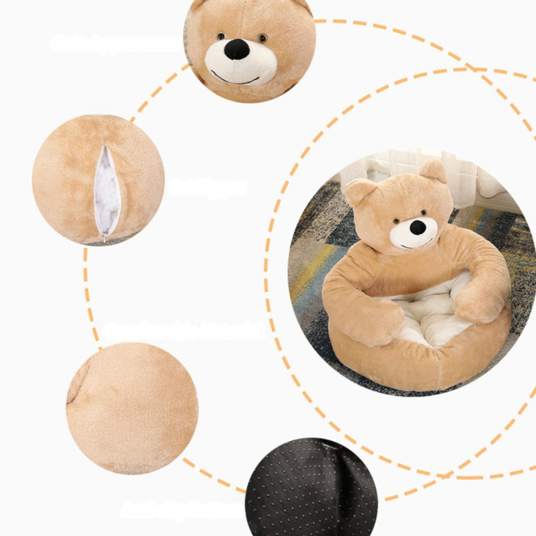 BowLift | Pet Bed Plush Bear Cuddle-Style Nest