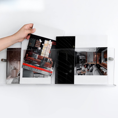 BowLift | Wall Shelf Clear Acrylic Magazine Holder