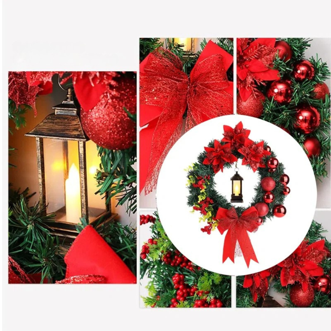 Skanto | Christmas Wreath with LED Lights and Bow