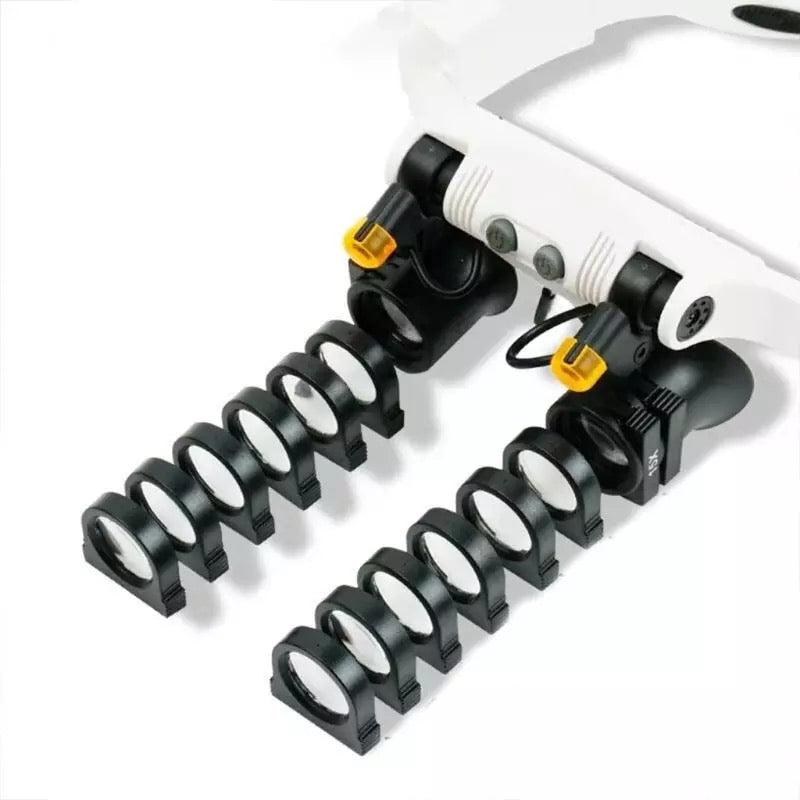 Karnz | Jeweler's Headband Magnifier 8 Lens LED Light Glasses