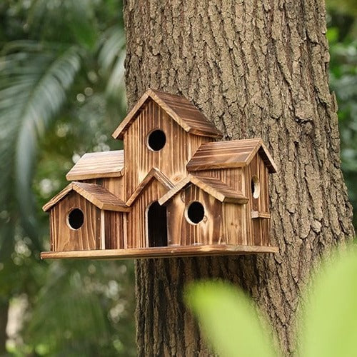 Skanto | Handmade Wooden Birdhouse with 6 Holes
