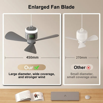Home Cool Portable Rechargeable RC Hanging Lamp Fan | Karnz
