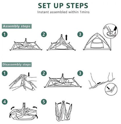 3 Seconds Instant Pop Up Tent - For Adventure & Travel Bowlift