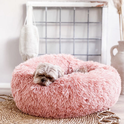 Brehn | Round Plush Calming Donut Dog Bed for Small to Large Dogs