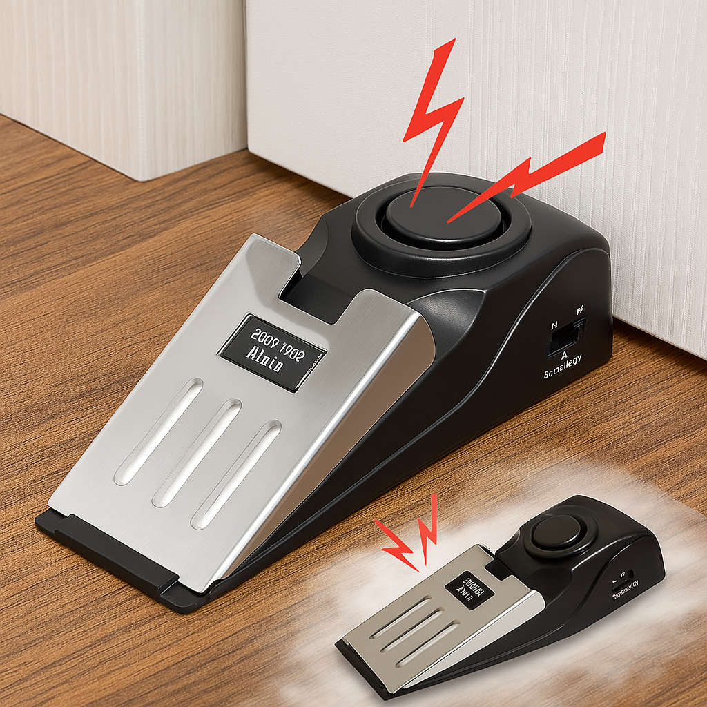 Portable wireless alarm door stopper | Brehn
