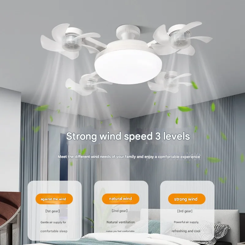 Ceiling Fan Light with Remote Control, Foldable Blades and 249–2000 Lumens