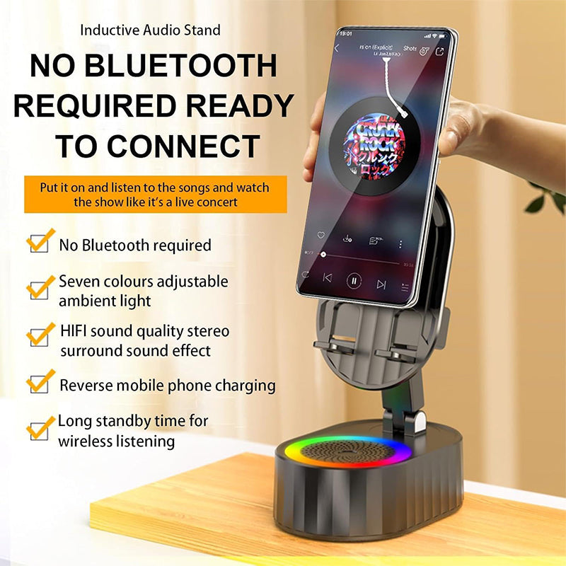 BowLift | 360° Adjustable Phone Stand with Built-in Bluetooth Speaker