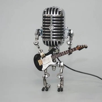 Skanto | Vintage Metal Microphone Robot With Guitar Lamp