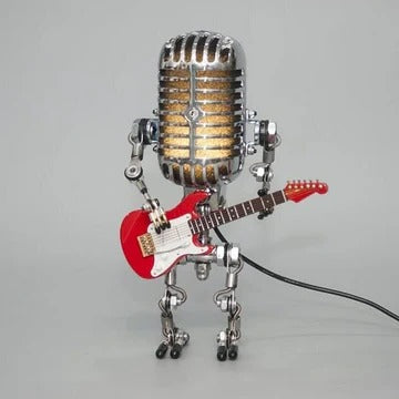 Skanto | Vintage Metal Microphone Robot With Guitar Lamp