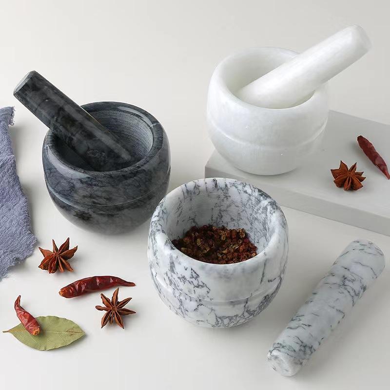 Skanto | Marble Mortar and Pestle; Size: 13*13*9cm; Pestle: R5*15cm;