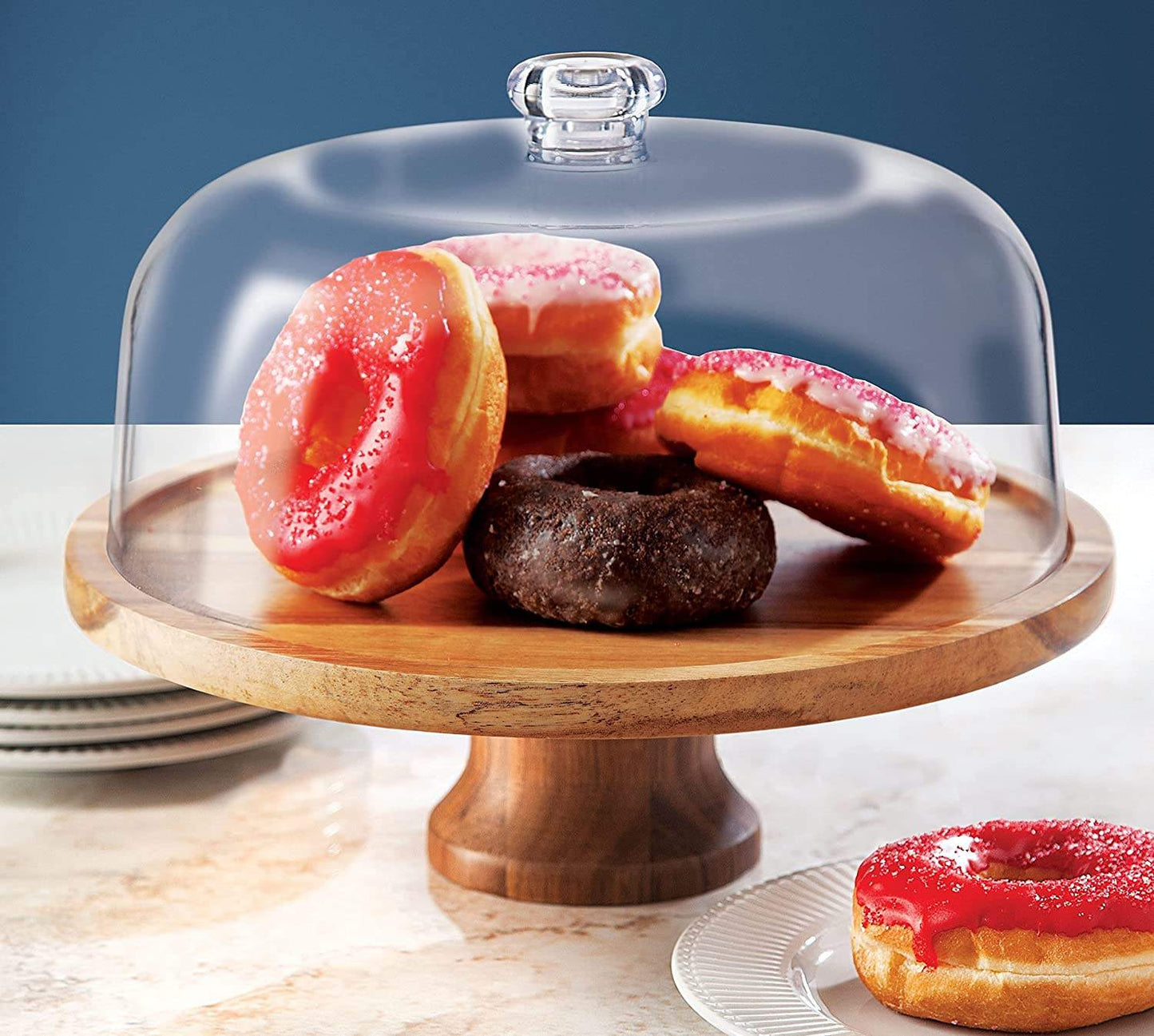 Skanto | Cake Stand Cake Plate Serving Platter, Acacia Wood