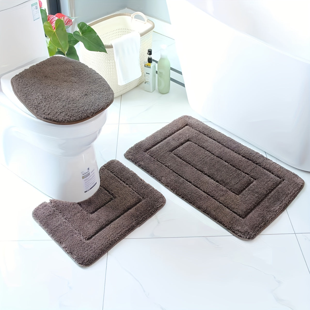 BowLift | SoftStep Luxe Bath Mat Set – Non-Slip, Quick-Drying and Washable