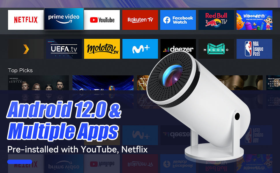 Skanto | VisionCast 130X – Portable Mini Projector with Android 12 and 130-Inch Projection