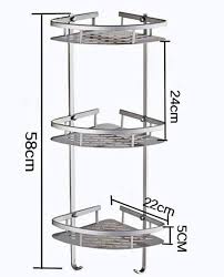 3 Tier Aluminum Bathroom Corner Shelf – Silver Skanto
