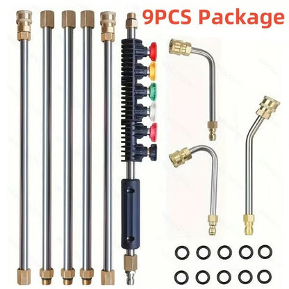 BowLift | Telescoping Pressure Washer Wand | 24 ft Reach | Brass & Stainless Steel | 4000 PSI Rated