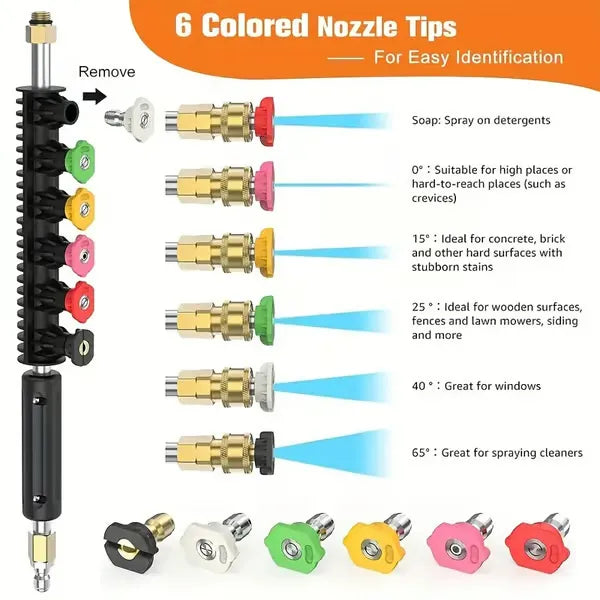 BowLift | Telescoping Pressure Washer Wand | 24 ft Reach | Brass & Stainless Steel | 4000 PSI Rated