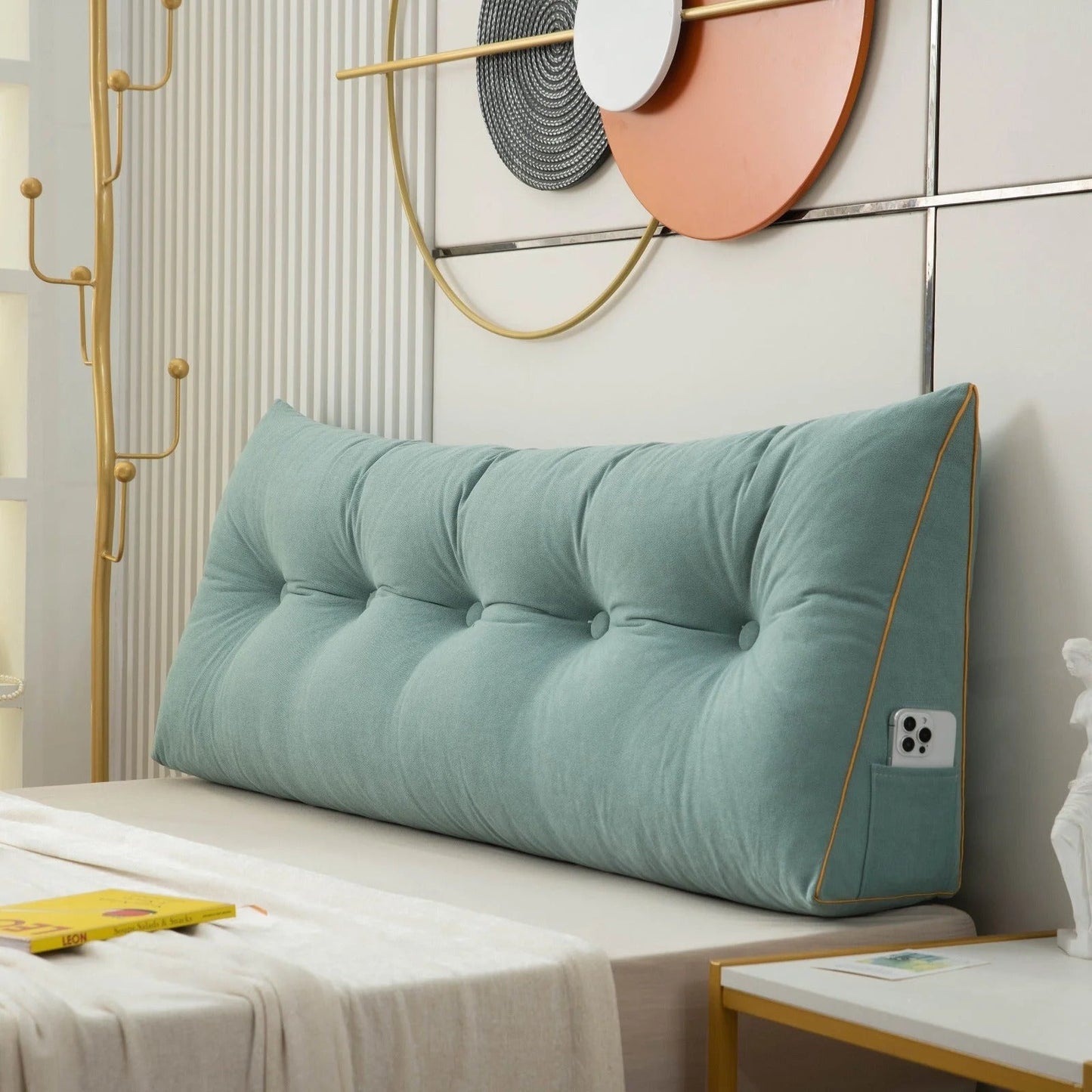 Skanto | Ergonomic Angle Pillow | Back and Neck Support with Removable Cover for Bed and Sofa Relaxation