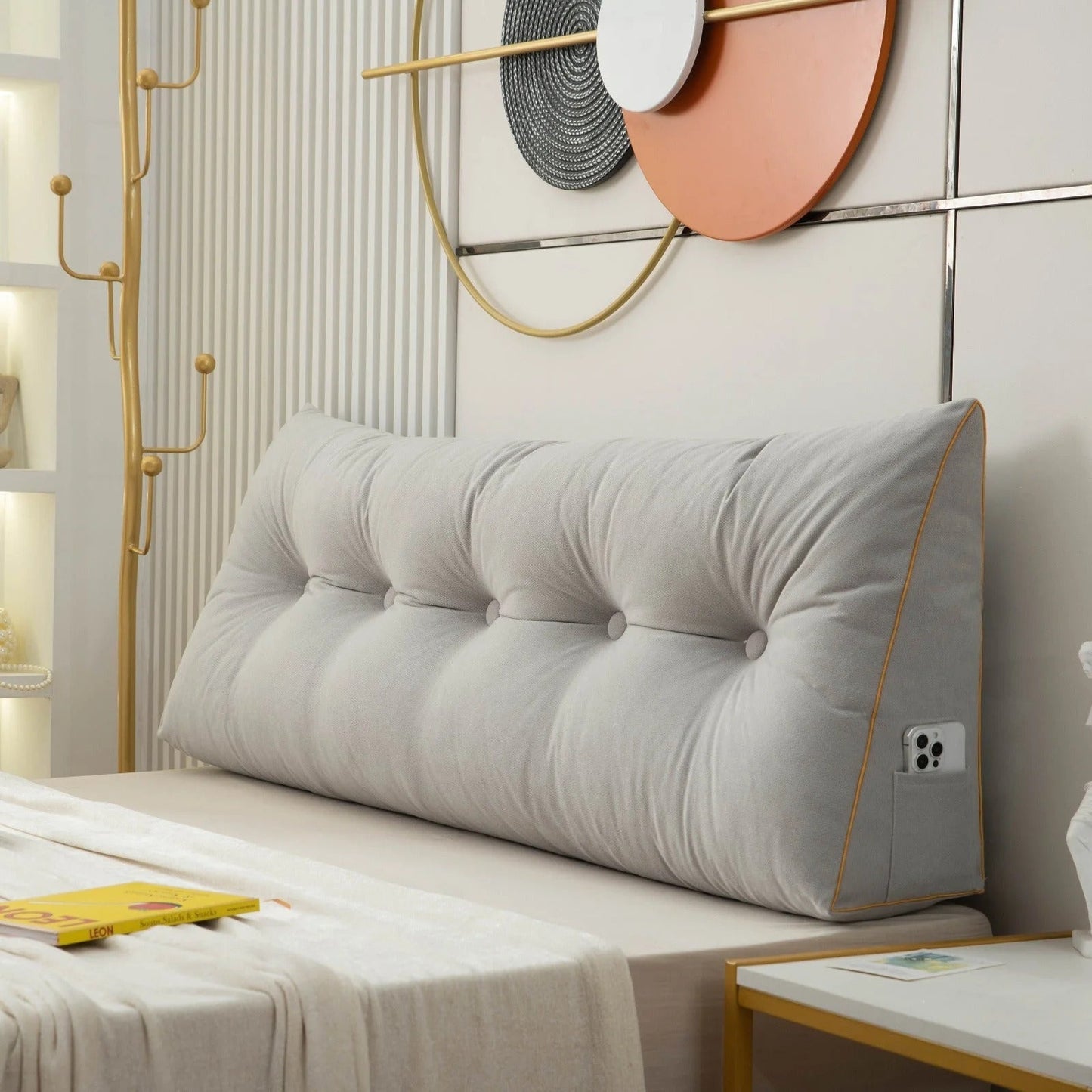 Skanto | Ergonomic Angle Pillow | Back and Neck Support with Removable Cover for Bed and Sofa Relaxation