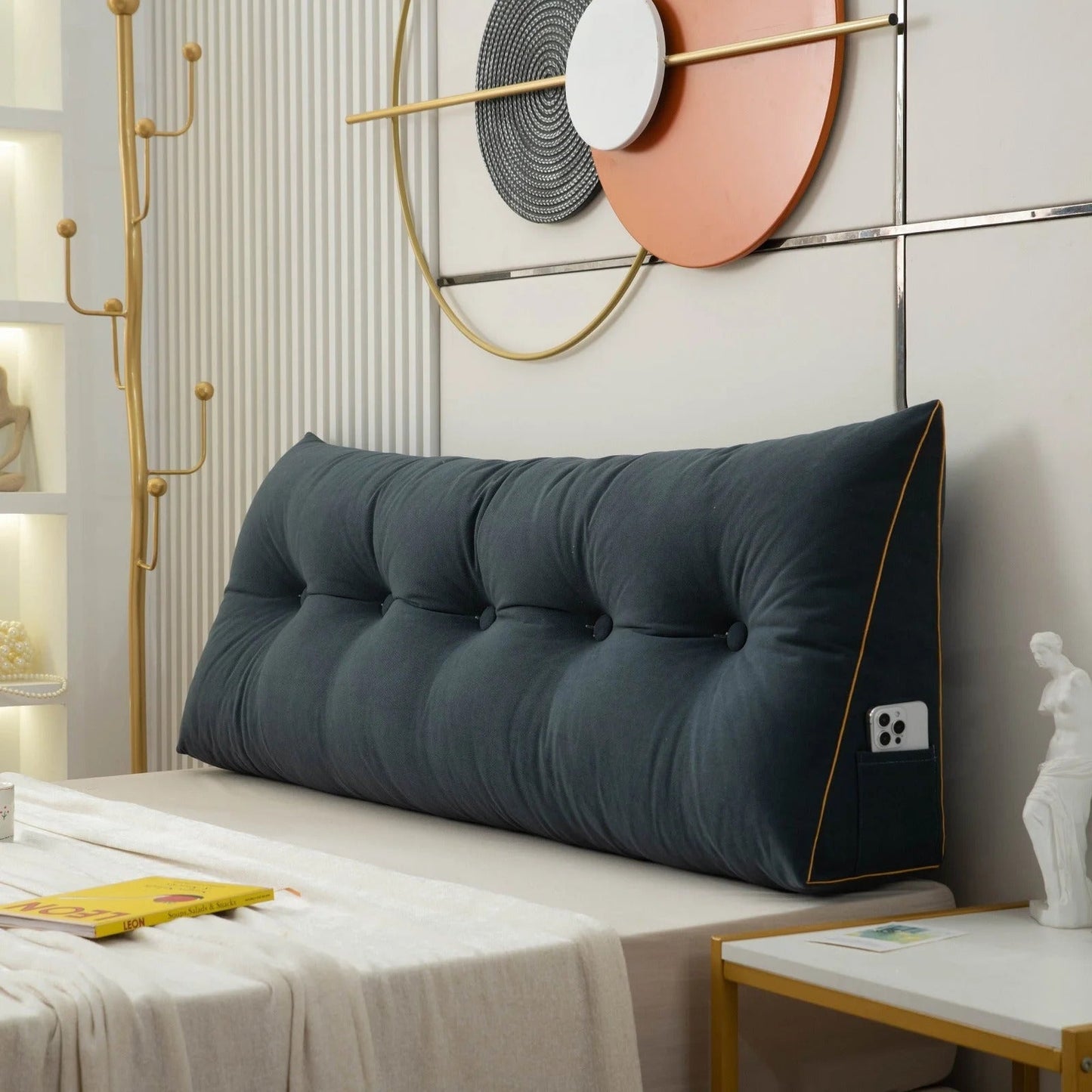 Skanto | Ergonomic Angle Pillow | Back and Neck Support with Removable Cover for Bed and Sofa Relaxation