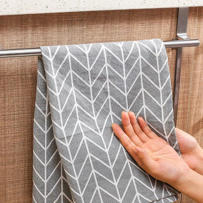 Stainless steel towel rail for cabinet doors