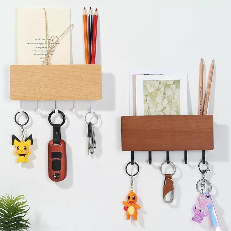 Skanto | KeyOrganize Wooden Key Holder Wall Shelf | Multifunctional & Stylish | Wall Decor & Storage