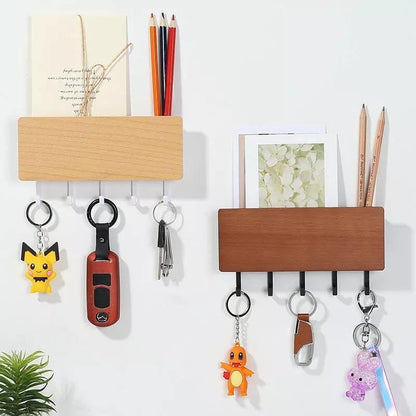 Skanto | KeyOrganize Wooden Key Holder Wall Shelf | Multifunctional & Stylish | Wall Decor & Storage