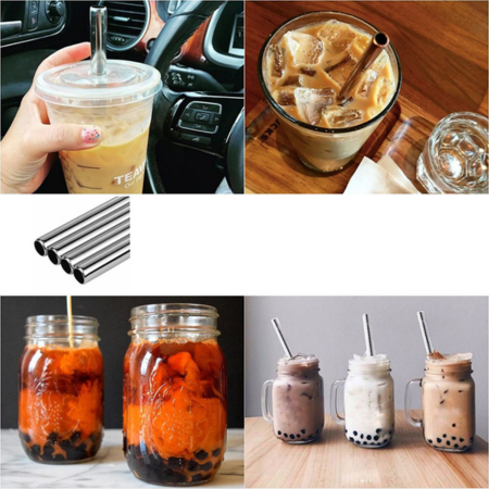 Skanto | Extra Wide Metal Straws for Bubble Tea