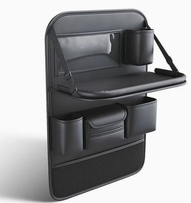 BowLift | Multifunctional Car Seat Back Large Capacity Storage Bag with 4 USB Charging Ports, Retractable Tray, Tablet Holder, Tissue Storage, Cup Holder, Large Storage Bag and More