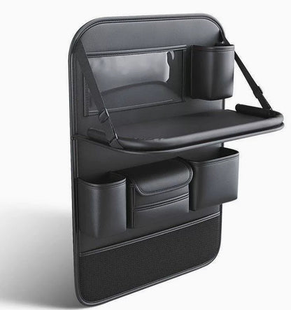 BowLift | Multifunctional Car Seat Back Large Capacity Storage Bag with 4 USB Charging Ports, Retractable Tray, Tablet Holder, Tissue Storage, Cup Holder, Large Storage Bag and More
