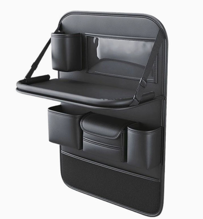 BowLift | Multifunctional Car Seat Back Large Capacity Storage Bag with 4 USB Charging Ports, Retractable Tray, Tablet Holder, Tissue Storage, Cup Holder, Large Storage Bag and More