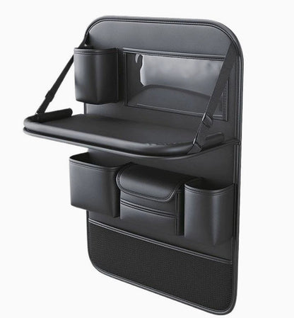 BowLift | Multifunctional Car Seat Back Large Capacity Storage Bag with 4 USB Charging Ports, Retractable Tray, Tablet Holder, Tissue Storage, Cup Holder, Large Storage Bag and More