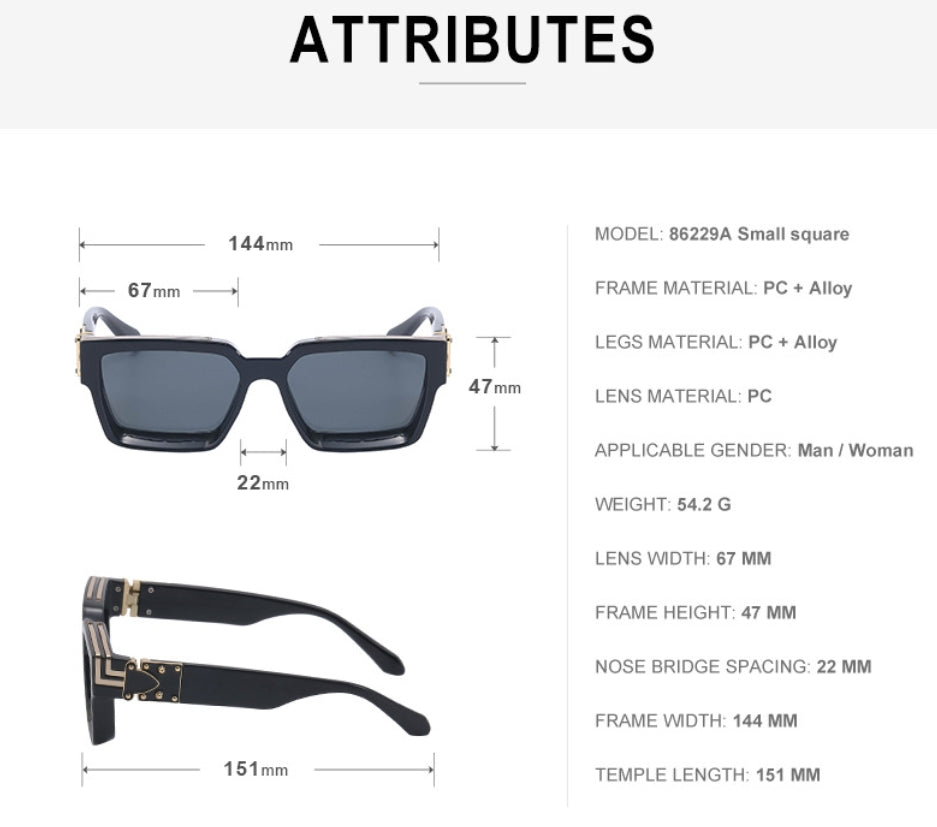 BowLift | Black Square UV Protection Sunglasses